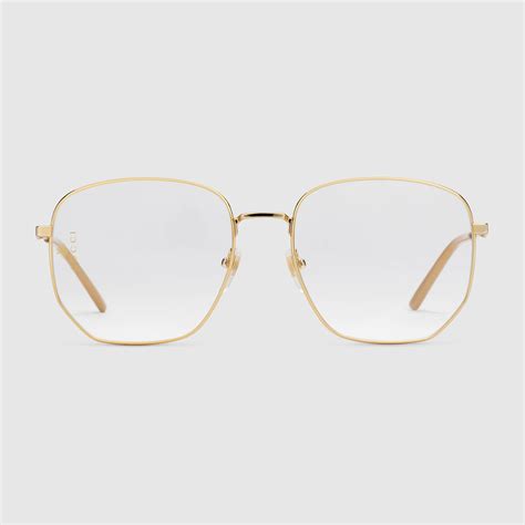 gucci gold rectangular glasses